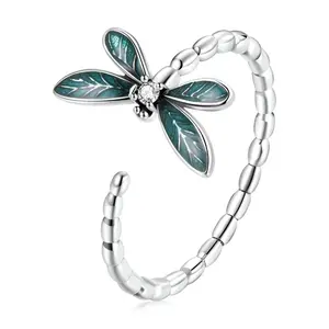 EAMTIA 925 Sterling Silver Dragonfly Cubic Zirconia Ring Opening Dainty Jewelry Gifts for Women Mother's Day/Birthday/Anniversary Day/Valentine’s Day