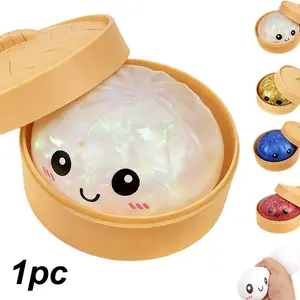 Dumpling Squishies Toy, Giant Glitter Dumpling, Easter Basket Stuffers, Colorful Dumplings Stress Balls Fidget Sensory Toy, Squeeze Dough Ball Stress Relief Hand Toys with Food Steamer, Anxiety Relief Products