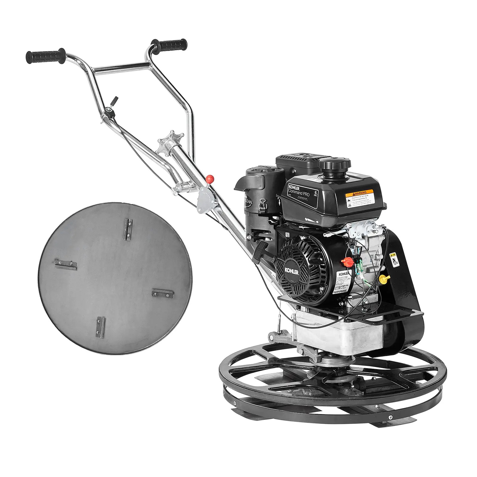 【Summerfinds】VEVOR Portable 24” Walk-Behind Power Trowel, 6HP Gas-Powered Concrete Surface Finisher, Heavy-Duty Commercial Tool with Float Pan & Finishing Blade, Orange Cement Screed, 0-28° Blade Pitch, 3600 Rpm, 6Hp Kohler Gasoline, Centrifugal Ignition