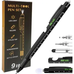 9 in 1 Multitool Pen, Stocking Stuffers Gifts Unique Christmas Birthday Multi Tool Pen for Men Dad Husband Who Have Everything, Cool Gadgets Pocket Multi Tool (Black),All the 9 functions can meet your daily use or hiking camping outdoor.