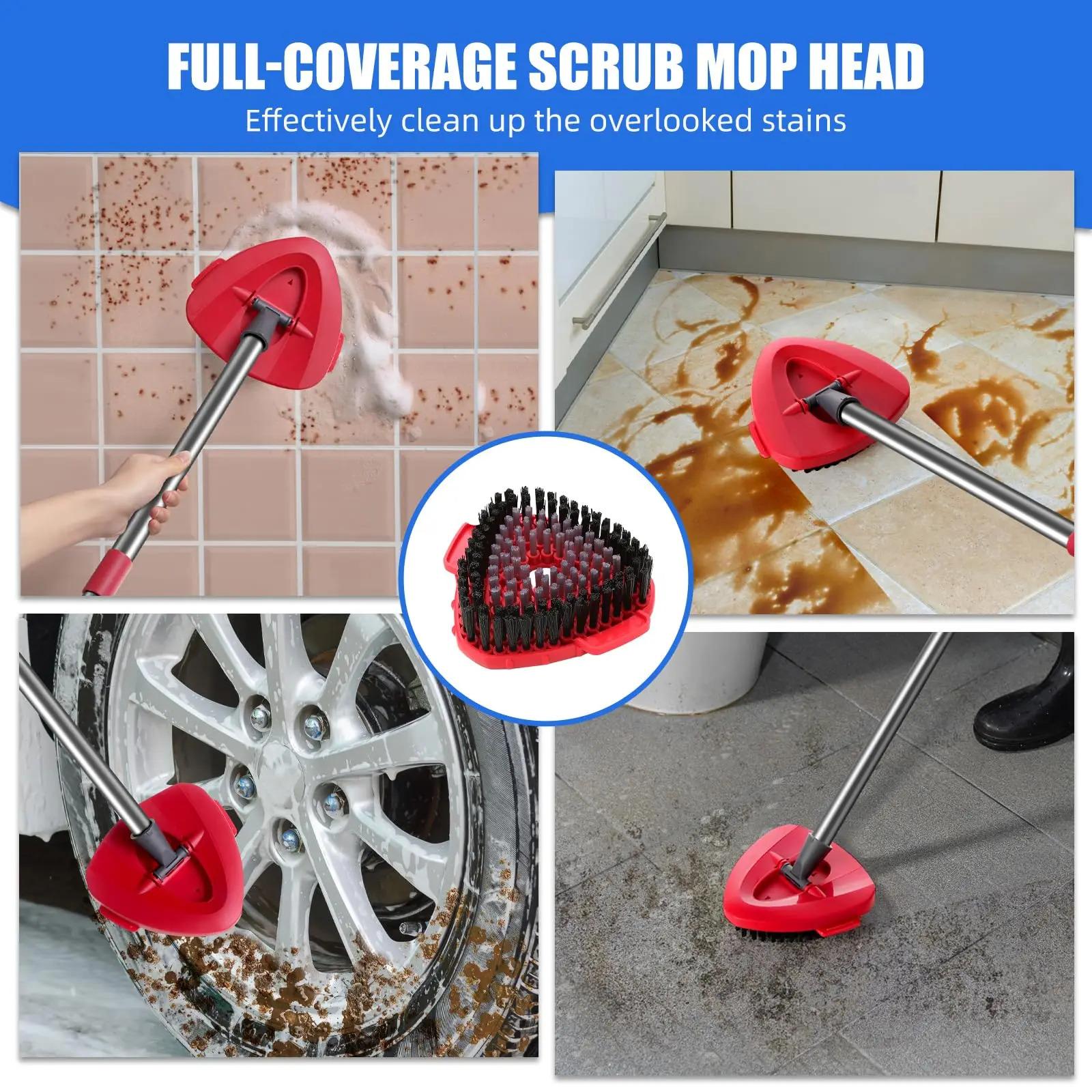 4 Pack Replaceable Mop Cloth with Deep Cleaning Brush & Handle Multi-Function Microfiber Mop Head Refills for Vileda Rinseclean