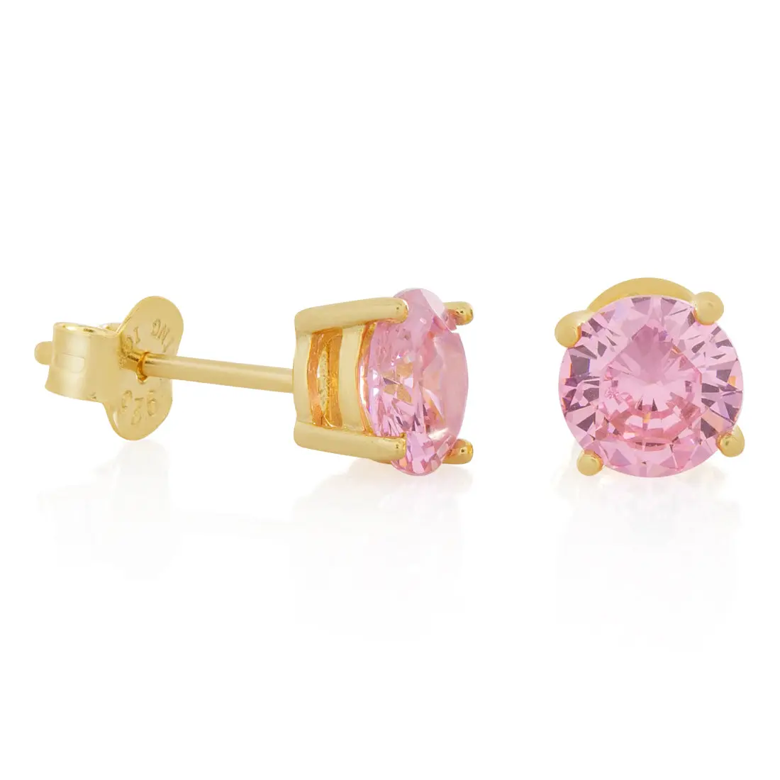 Pink Brilliant-Cut Stud Earrings