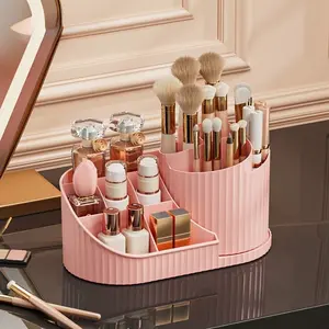 Rotating Makeup Storage Box, 360 Degree Rotatable Cosmetic Organizer, Durable Space-Saving Design for Brushes Lipstick Skincare