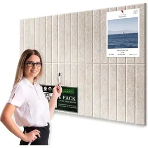 Large Cork Bulletin Board for Wall 36"x24", 6 Pack Felt Slat Wall Panel Tiles with 30 Pushpins, 25 Safe Removable Adhesive Tabs, Decorative Pin Board Tack Board for Office Home School