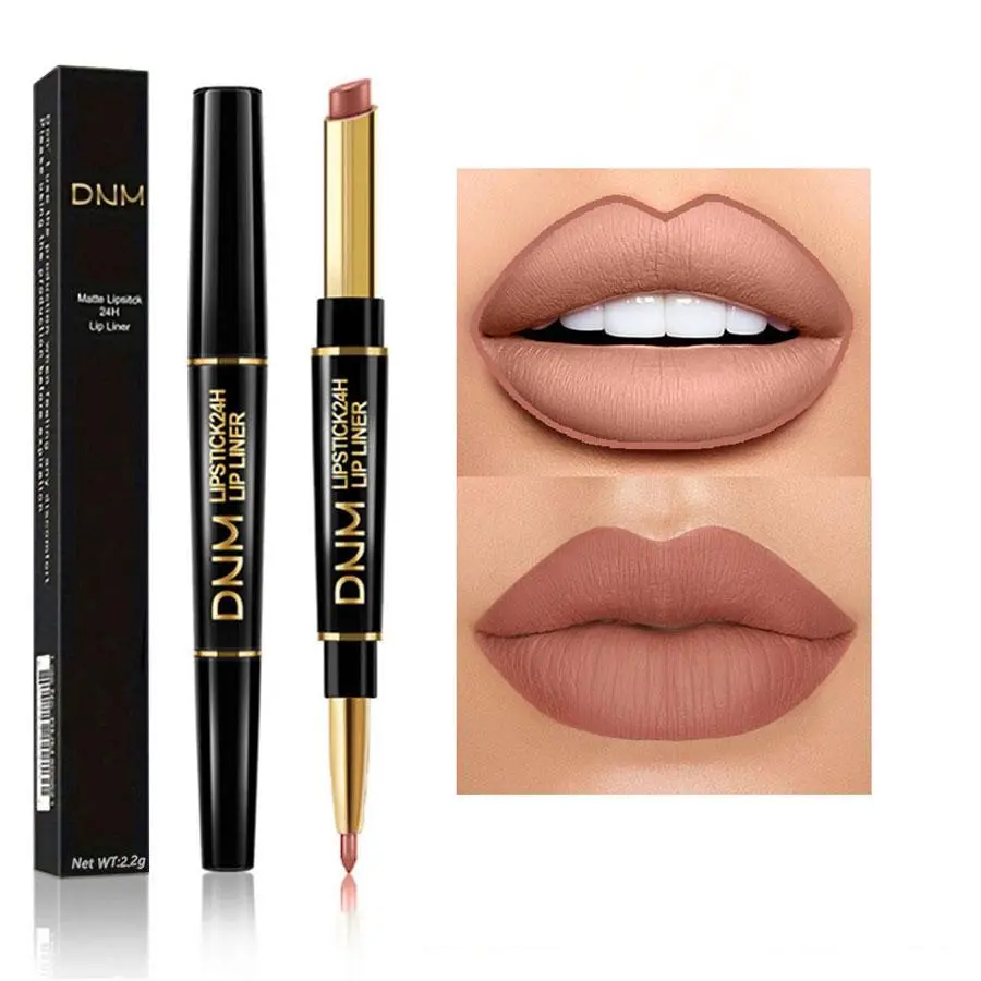 Double-ended Non-stick Cup Long Lasting Lipstick, 1 Count High Pigmented Waterproof Lip Liner, Lip Makeup Tools for Daily Use, Matte, Lip Lacquer Lipliner, Lip Product