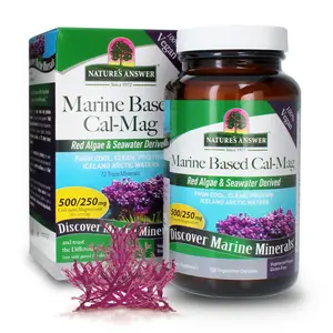 Nature's Answer Marine Based Calcium Magnesium 500mg Super Concentrated Plant Based Red Algae Seawater Derived Alcohol-Free Gluten-Free Vegetarian Capsules 120ct Healthcare Supplement - Fitness
