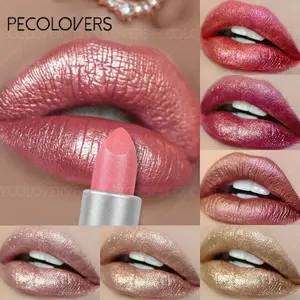 Glitter Lipstick Waterproof Long Lasting Nonstick Cup Lip Gloss Pink Sexy Cosmetics Makeup Glittery Holo Lipgloss