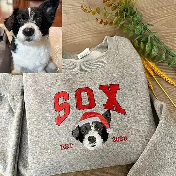 Personalized Embroidered Pet Face and Name Sweatshirt Keepsake Gift for Pet Lovers with Custom Pet Name and Unique Embroidery Design Medium Men's Crewneck Hoodie