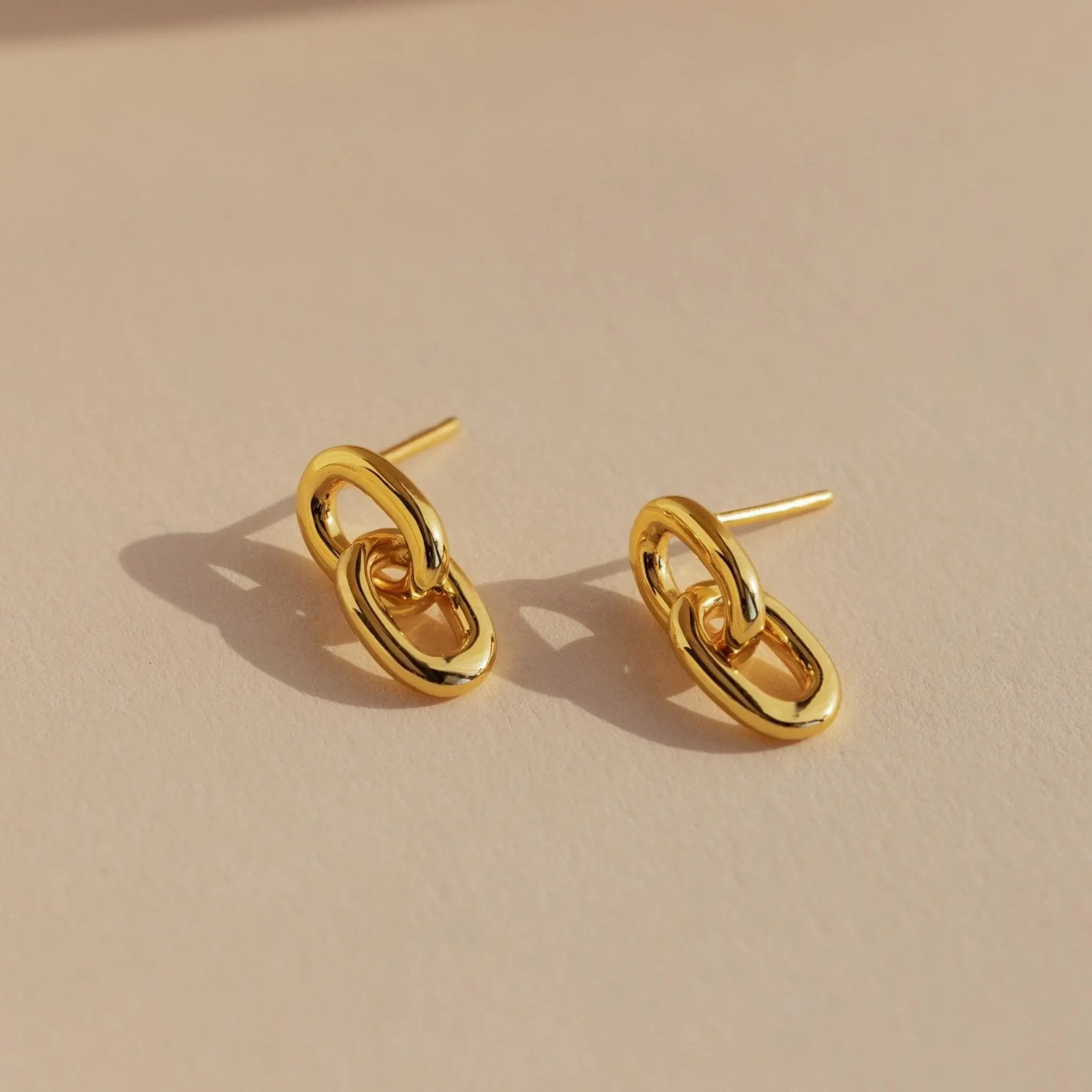 Link Drop Studs by Caitlyn Minimalist - Geometric Dangle Drop Earrings in Gold - Minimalist Chain Link Earrings - Mom Gift