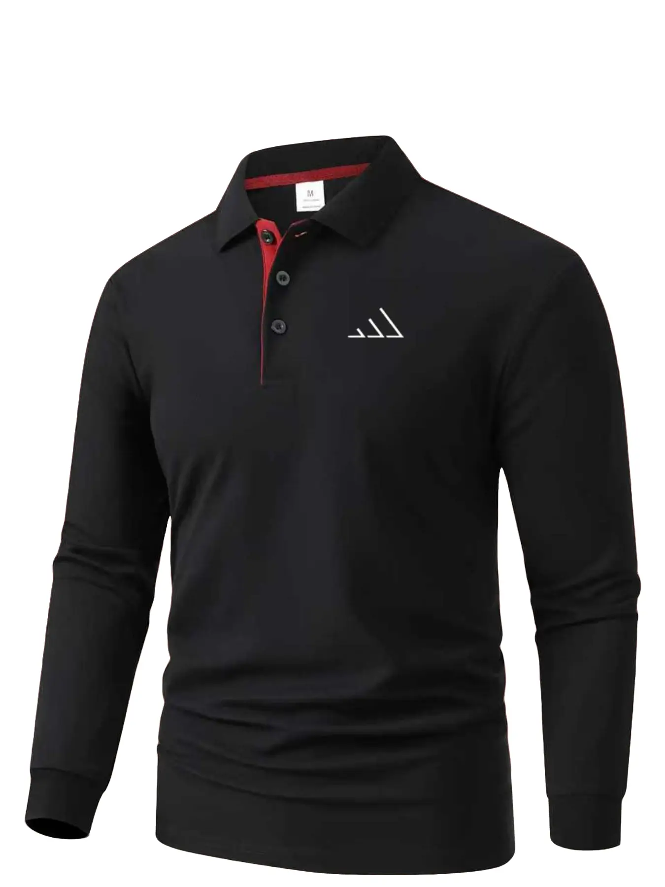 Men's Spring Fall Winter Classic Casual Fitted Long Sleeve Geometric Graphic Printed Polo Shirt, Casual Polo Shirts, Golf Style, Office/daily/golfing, Perfect Gift for Husband/father