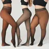 WiliW Fleece Lined Tights for Women Fake Translucent Warm Comfort Pantyhose Shapewear Leggings Sheer Thick Tights for Winter Fit Womenswear Basic Style Closed Foot