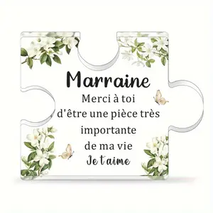 French Christmas Themed Godmother Gift, 2D Acrylic Puzzle, Perfect for Birthday, Christmas, Baptism, Inauguration Ceremony, Seasonal Decoration