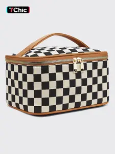 Large Capacity Cosmetic Bag, Portable Zipper Makeup Bag, Cosmetic Travel Bag with Zipper & Carry Handle, Toiletry Case Organizer Storage Pouch, Travel Cosmetic Bags