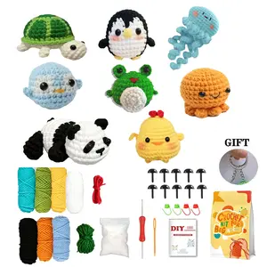 Beginner DIY Crochet Kit with 8 Cute Animal Figures, Easy-To-Learn, Perfect Gift, Stress Relief, Includes Video Tutorial