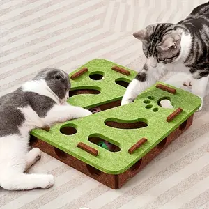 Interactive Cat Toy Box with Paw Prints, Durable Indoor Cat Puzzle Game, Promotes Intelligence & Physical Activity, Includes 2 Balls