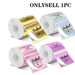 Holographic Thermal Label Paper, Self-Adhesive, Sticky Labels, Logo & Qr Code, Name Labels, Inventory, Compatible with Multiple Printers