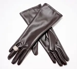 Amiee Lynn Accessories Elbow Leatherette Gloves w/ Ring