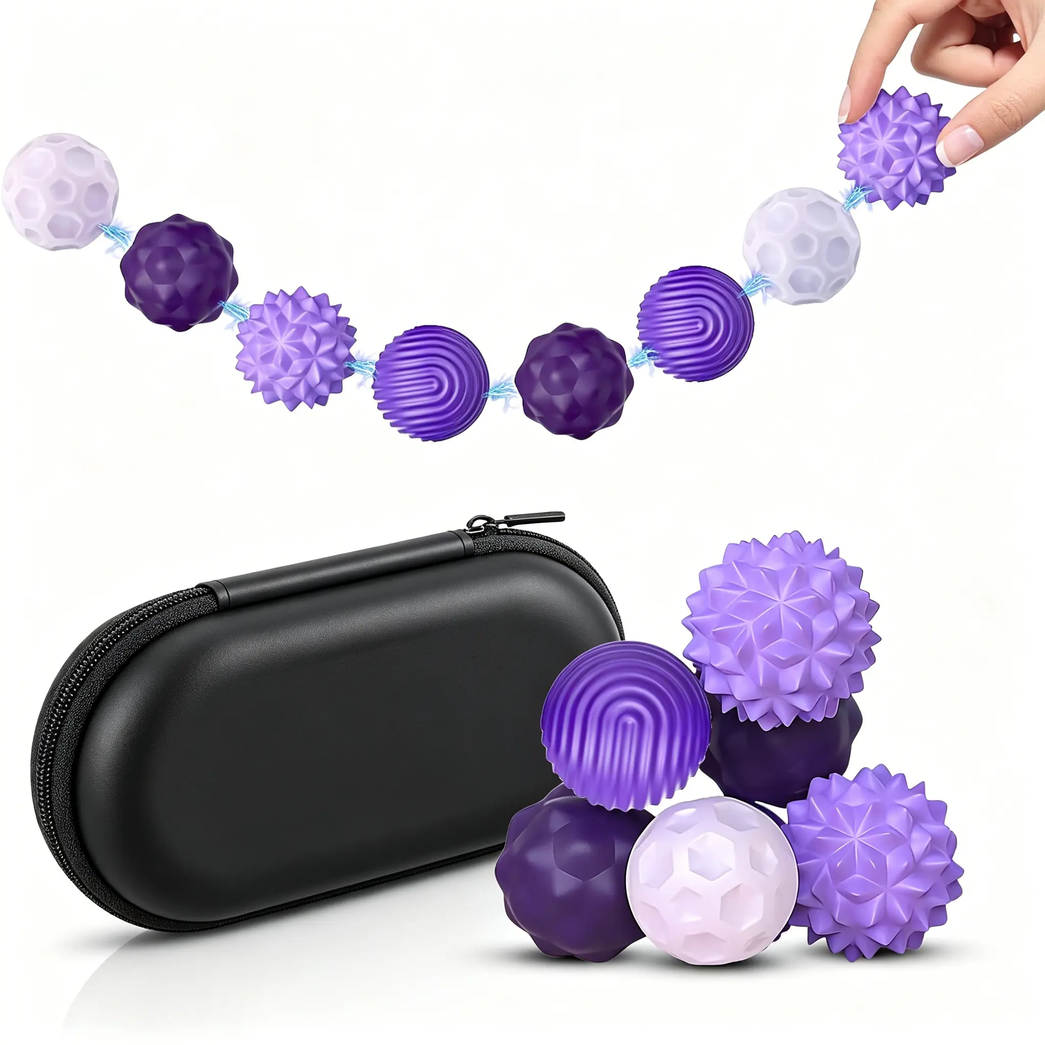 8pcs/set Silicone Magnetic Fidget Ball Set for Autism & Adhd, Fidget Relaxation Toys with Elastic Texture, Stress Relief Toys for Adults & Teens, Stress Relief Gadgets, Sensory Stress Reliever