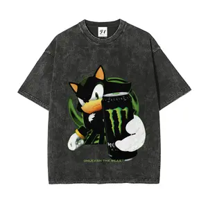 Shadow the Hedgehog and Monster Energy Unleash the Beast Vintage Retro Style Wash Tshirt Fashion Trending Cotton Tee Streetwear Stylish
