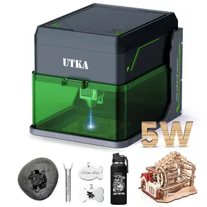 UTKA A1 5W Mini Laser Engraver,High Speed 8000mm/min Laser Cutter, Portable Laser Engraving Machine for  Wood,Leather,Acrylic,Painted Metal,Laser Class1 Mini Engraver with 3.93*3.93in Engraving Area