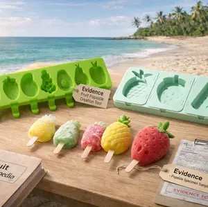 Ultimate Fruit Popsicle Mold Kit 2-Pack Multi-Cavity Silicone Molds with Popsicle Sticks for Healthy Cooling Snacks