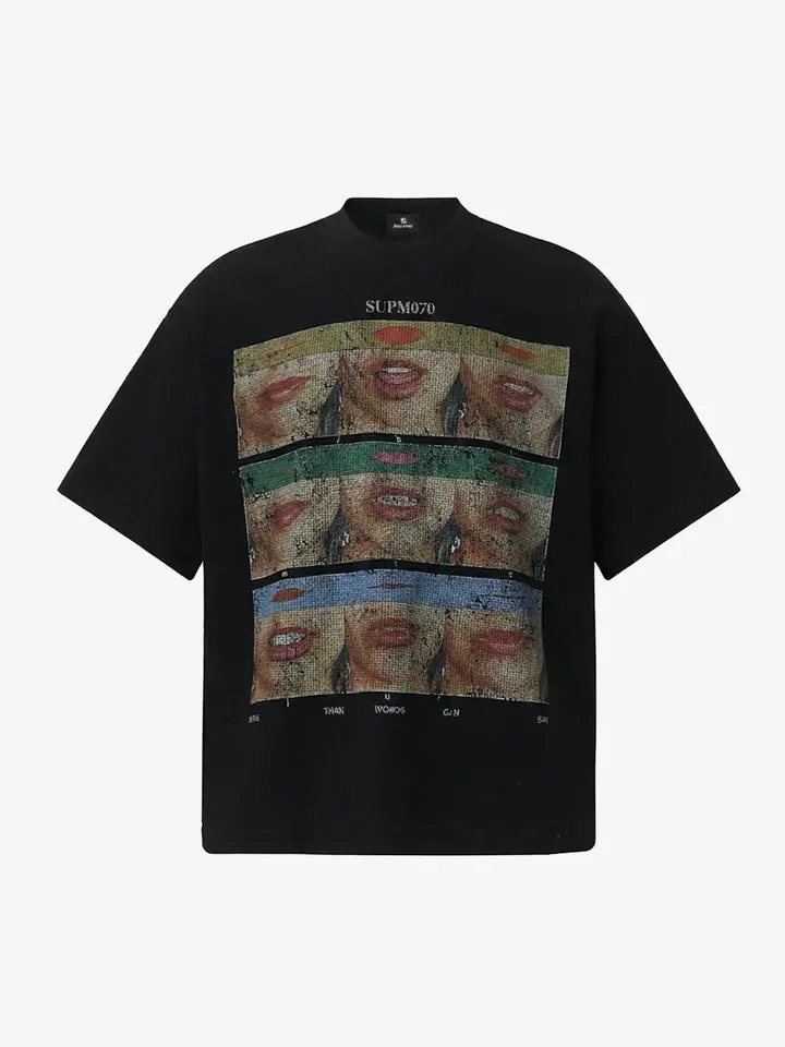 Thesupermade Pop Art Lip Print Graphic T-Shirt Womenswear