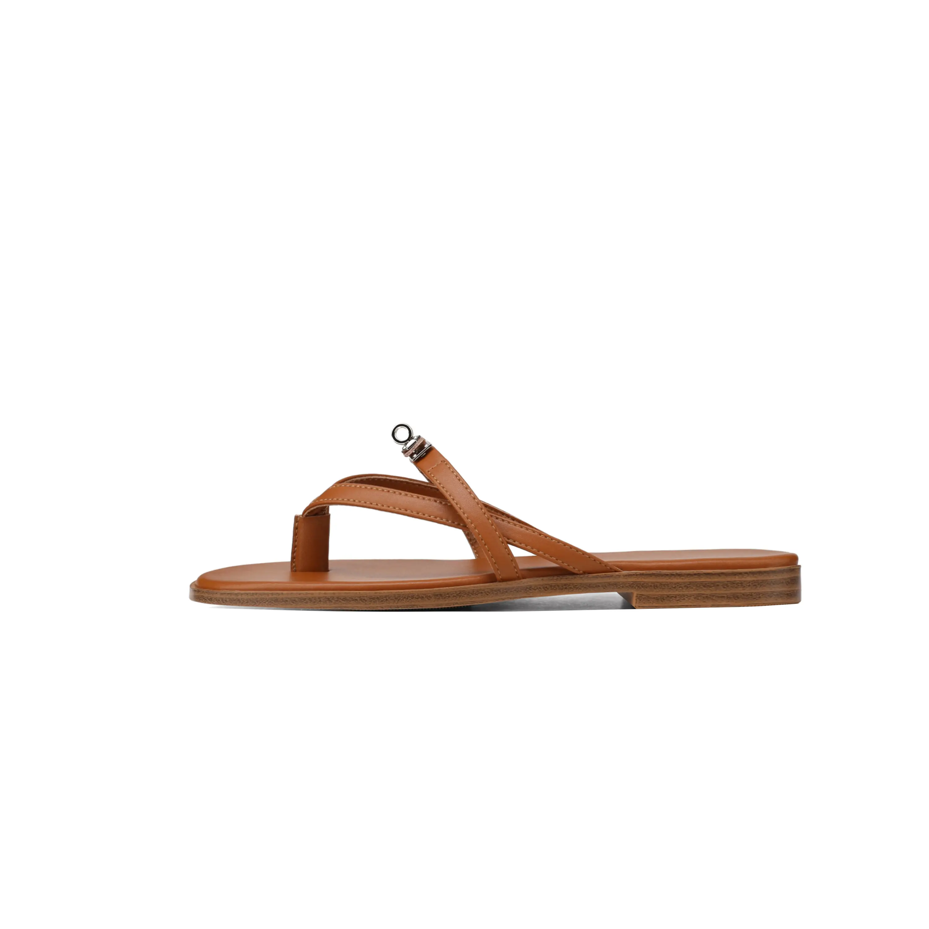 ReneChristine Women's Minimalist Square-Toe Leather Thong Walking Sandals - Casual Comfy, Durable, Fashionable Comfy Shoes, 3-Color (Brown/Black/White) Summer Footwear for Back to School, Casual Comfy Sandals,back to school,back to school haul