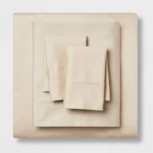 Full Solid Performance 400 Thread Count Sheet Set True Khaki - Threshold: Cotton Sateen, Includes 2 Pillowcases & Fitted Sheet