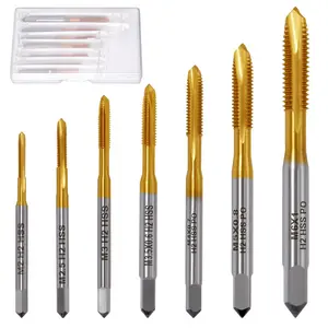 7 count  Taps Bits Mini Machine Screw Drill Tap Set Metric Thread Screws Plug Bit M2 M2.5 M3 M3.5 M4 M5 M6 Small Tapping Steel Tool Straight Flute Thread Taps with Storage Box