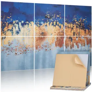 VEVOR 6 Pack Art Acoustic Panels, 70.87 x 47.24 x 0.4 inch Soundproof Wall Tiles, Self Adhesive Decorative Sound Dampening Absorbing Boards for Home, Office, Studio, Gaming Room,Theater, Pastel