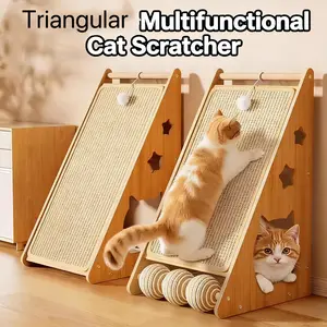 Upgraded Sturdy Cat Scratching Pad withHanging Ball, Vertical Scratcher - ErgonomicDesign for Safe Lounging, Exercise, AndScratching on The Sofa - Durable Faux HempMaterial - Gift for Cats, Scratching Pad, PetFurniture Accessory