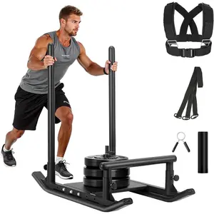 VEVOR Football Sleds and Chutes, Weight Sled, Football Training Pull Push Running Sled, Fitness Workout Sled Push Gym Equipment, Adjustable Height Handle, Compatible 1/2 in Weight PlatesVEVOR Super Brand Day