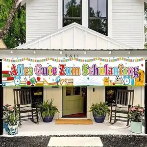 German Back-To-School Theme Banner, Durable Polyester Fiber, 13.78x70.8 Inches, Ideal for Party Decorations, School Supplies Decoration