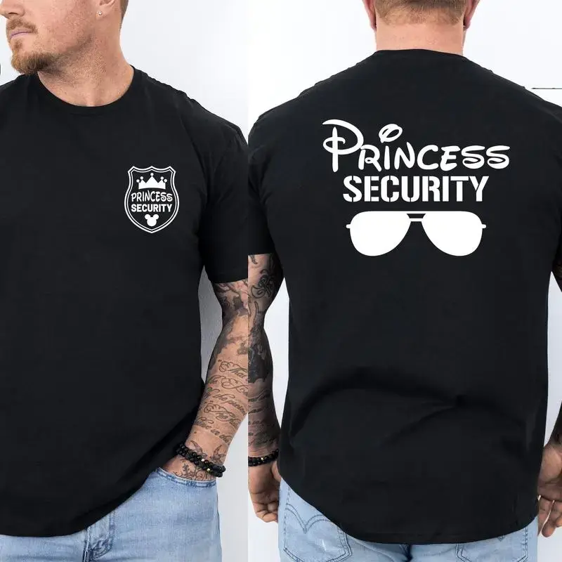 Men's Princess Security Graphic T-Shirt - Loose Soft Fabrics Tops, Father's Day Gift, Family Trip Matching Outfit zjy08, Fashion
