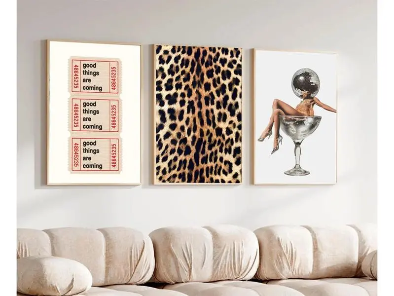 Pink Leopard Wall Art Set  . Gallery 3 Trendy Fashion Stylish Prints Aesthetic Girly Wall Art Fashion Magazine