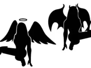 angel devil females funny vinyl decal sticker 5"