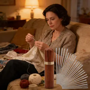 Sharp Big Eye Hand Sewing Needles 30 Pcs with Premium Solid Wood Storage Case, Extra Large Eye Easy Threading Sewing Needles for Hand Stitching, Embroidery, Darning, Mending, Quilting, DIY Craft, Heavy Duty Stainless Steel Sewing Pins for Fabric