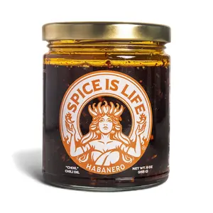 Spice is Life Habanero Chili Oil - Small Batch Gourmet with Habanero Olive & Avocado Oils Garlic & Shallots 9oz Jar