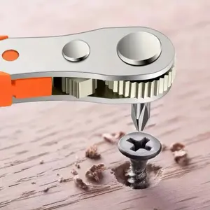 Mini Ratcheting Socket Wrench Set - 11 cm, with Interchangeable Bits and Sockets