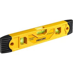 Firecore 9-Inch Magnetic Torpedo Level, Shockproof Small Spirit Level Tool with 3 Bubble Vials for 45/90/180 Degrees, Ideal for Hanging Pictures, Installing Shelves