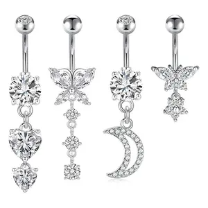 14G Belly Button Piercing Silver 10mm Belly Button Piercings Stainless Steel Belly Button Piercing Clicker Belly Rings for Women Hypoallergenic Belly Piercing Jewelry Navel Ring for Women