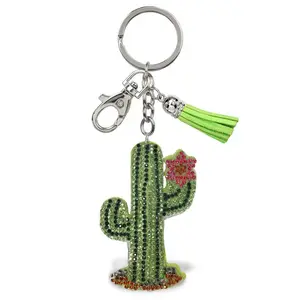 Sparkling Rhinestones Charm with Tassel - Cactus
