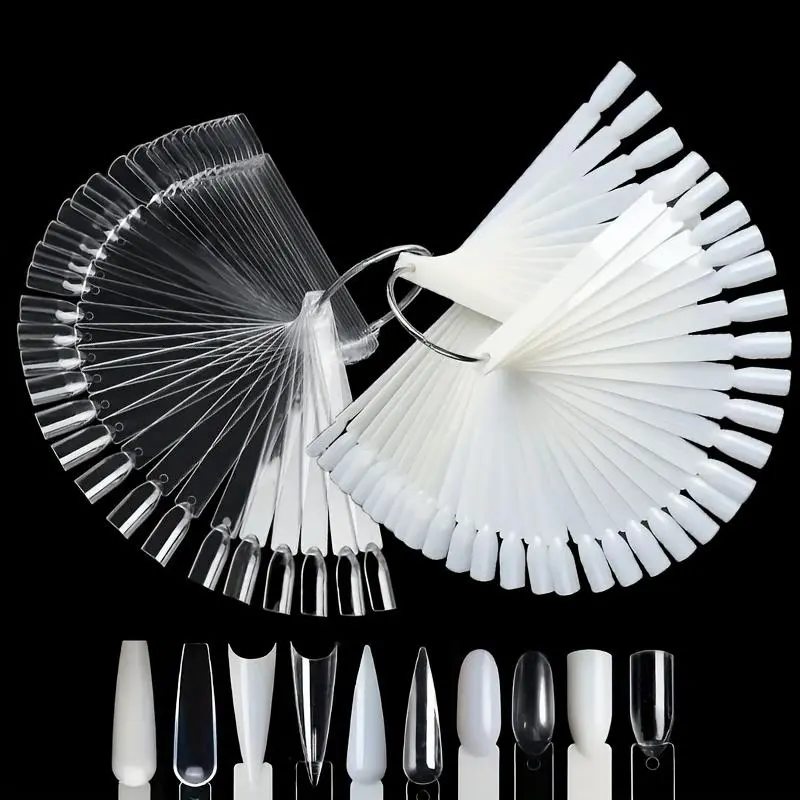 Clear Nail Swatches Sticks Nail Art Supplies For Nail Art Polish Display And Home, Transparent Nail Practice Tips Sample Sticks Color Display Board Accessories With Ring