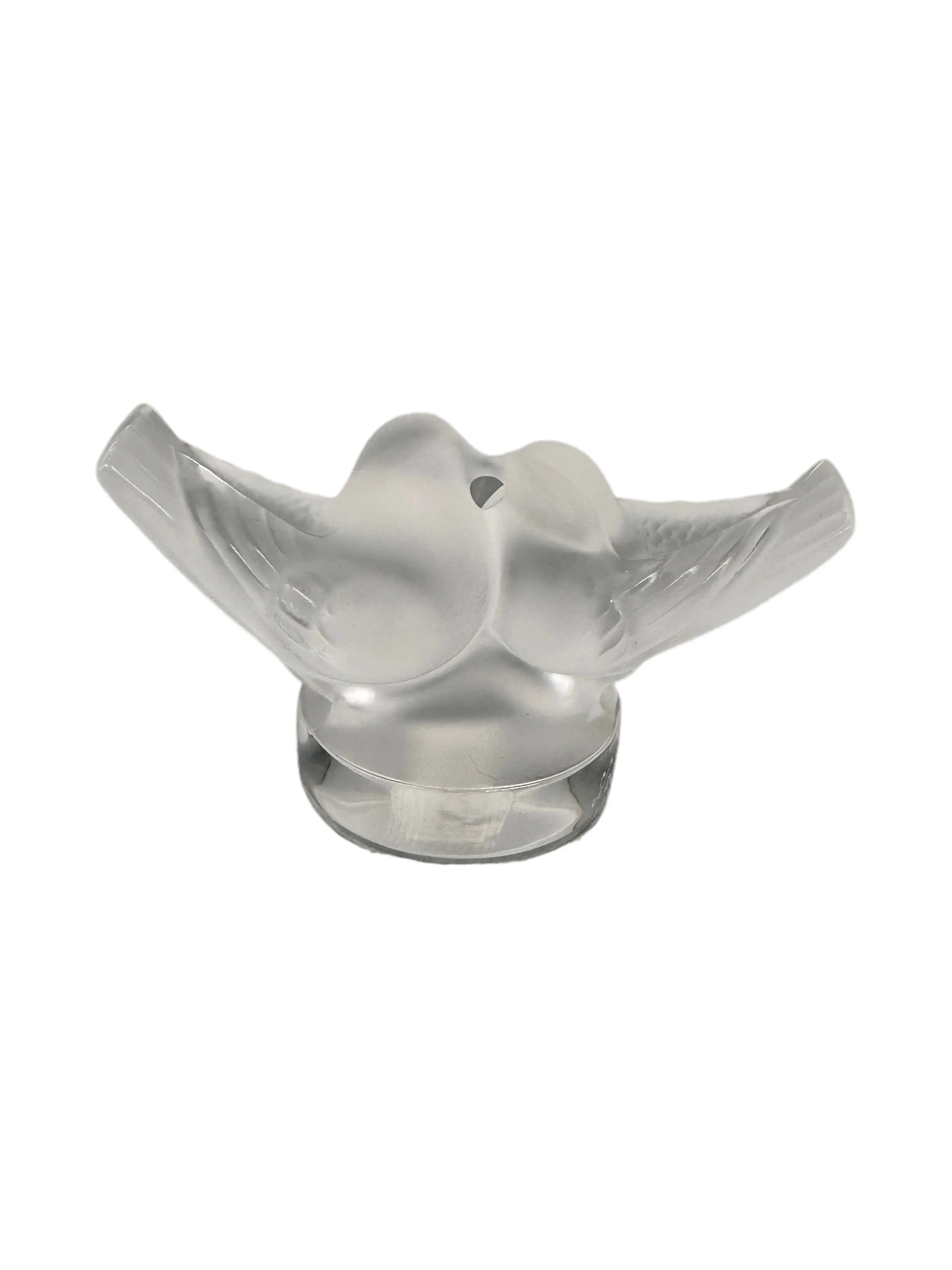Vintage Lalique Crystal Love Birds Figurine , No Box, Made In France 1.75 in T
