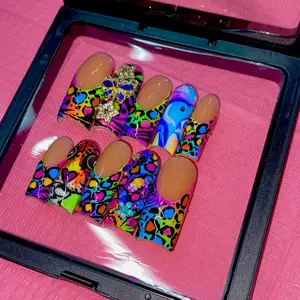 Colorful Lisa Frank Inspired Acrylic Press On Nails