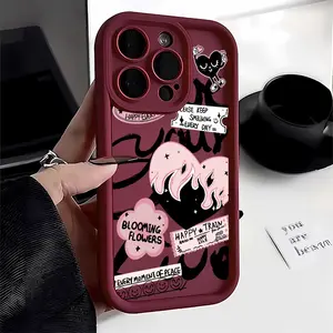 Trendy Black Pink Love Pattern  TPU mobile phone case applicable for iPhone 16ProMax 15 14 13 12 11 Plus cases durable shockproof protection urban sophisticated phone case cute nic natalie reynolds mosnovo  protective case