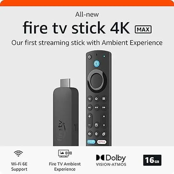 All-new Amazon Fire TV Stick 4K Max streaming device, supports Wi-Fi 6E, free & live TV without ...