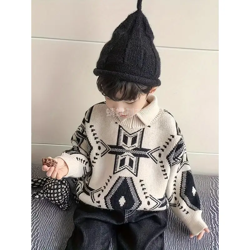 New Child-Sized Boys' Winter Sweater - New Arrival, Cute Boys' Sweaters, Stylish Design, Child-Sized Boys' Sweaters
