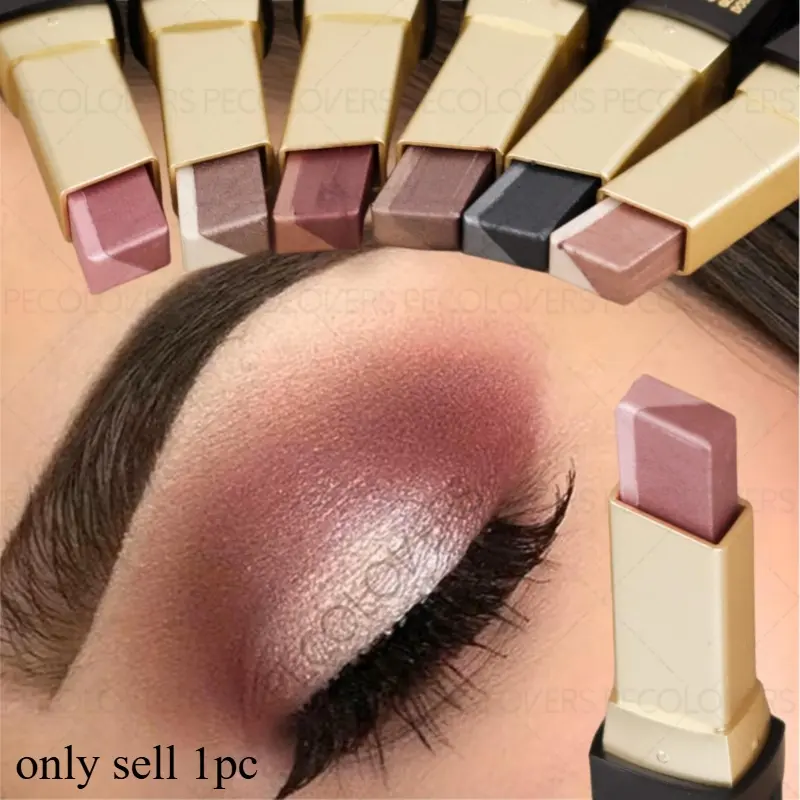 1pc 2-in-1 Layering Eye Shadow Crayon - Shimmer Eyeshadow, 6 Color Options & Fade-Proof Silky Texture, Sweat-Proof, Smudge-Proof Shine, One-Motion Contour & Highlight - Waterproof Dual-Finish Eye Pencil, Easy Eyeshadow Stick, Eye Makeup Product
