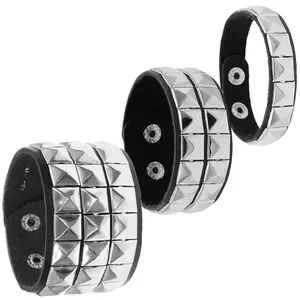 Punk Leather Cuff Bracelet Wide Rock Leather Wristband with Metal Studded Studs for Party Fashion Accessory